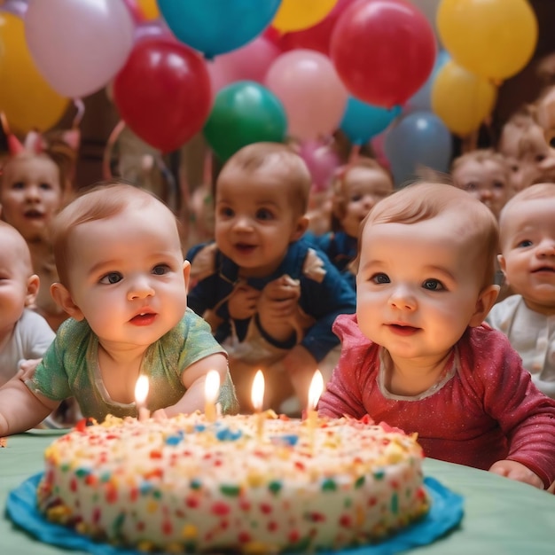 Babys, die sich auf der Geburtstagsfeier amüsieren