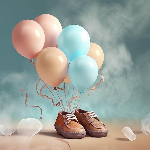 Babyschuhe und Ballons für Schwangerschaft