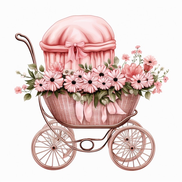 Babywagen für Mädchen Neugeborenen-Kindergarten mit Blumenklammer