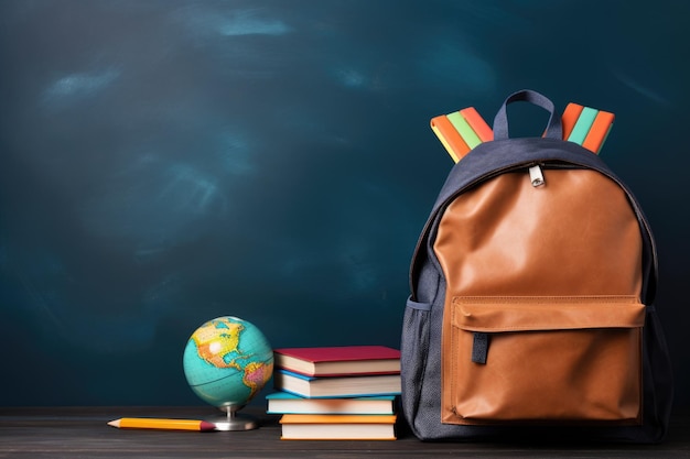 Back-to-School-Konzept mit Rucksack und Schulgeräten