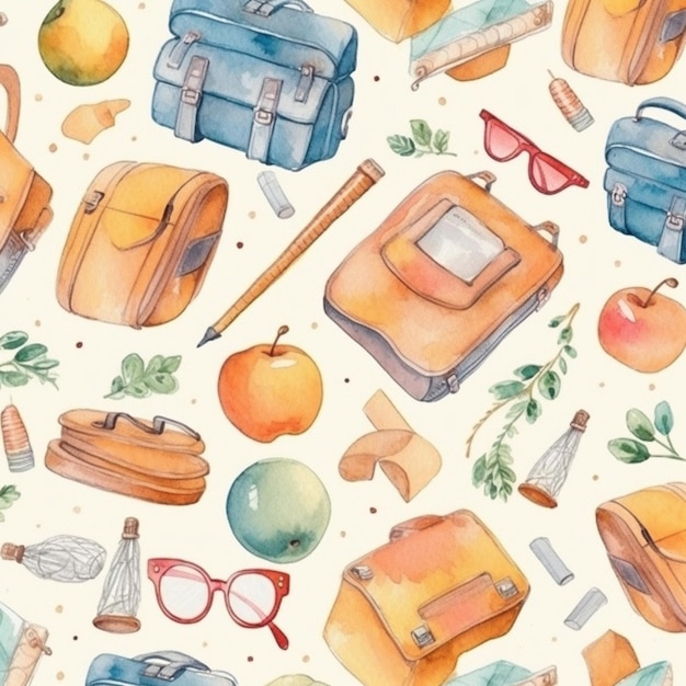 Foto back_to_school_watercolor_pattern