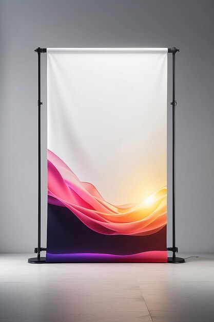 Foto backlit fabric banner signage mockup con espacio blanco en blanco para colocar su diseño