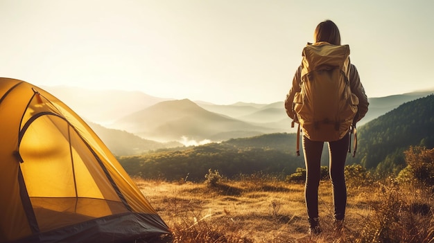 Backpacker Camping Wandern Reise Travel Trek Konzept