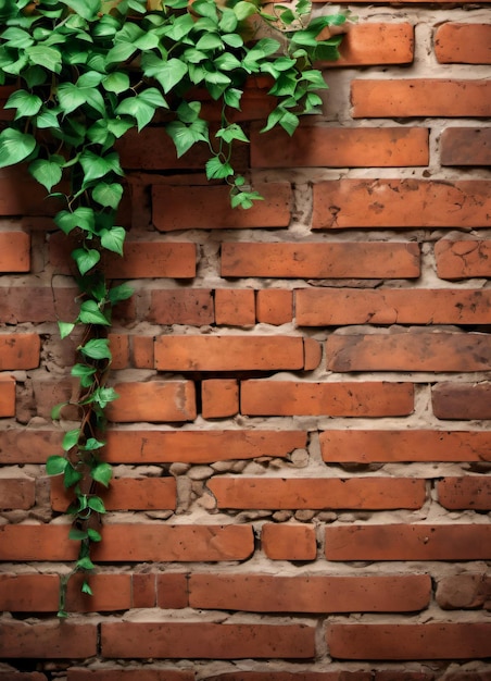 Backsteinmauer und Weinreben-Textur-Hintergrund