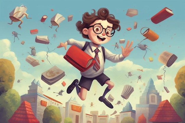 BacktoSchool Illustration Bildung Lernen und Abenteuer Generative KI