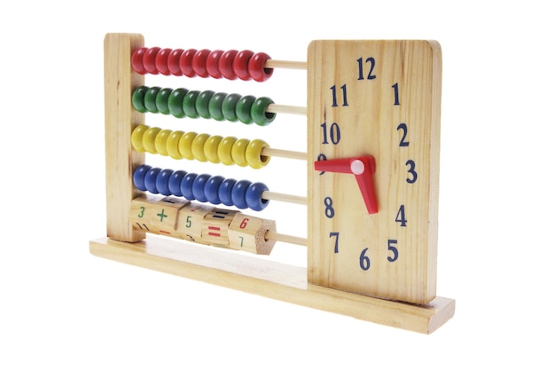 Ábaco Infantil de Madera con Reloj