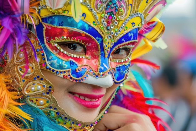 Bacolods Finest Masskara Festival Uma exibição vibrante de coloridas máscaras de dançarinos de rua no