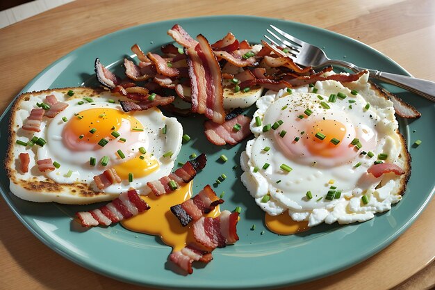 Foto bacon y huevos