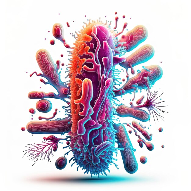 Foto bacteria en un fondo blanco aislado en el laboratorio químico y biológico