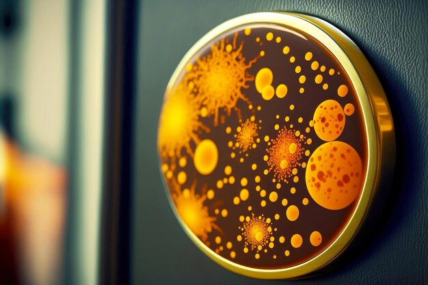 Bactérias amarelo-alaranjadas na maçaneta da porta em forma de manchas generativas ai