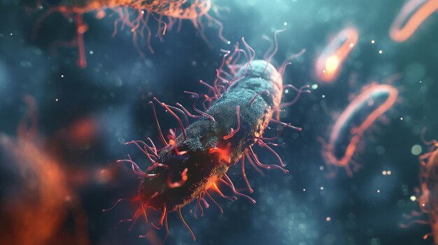 Bacterias dentro del cuerpo virus de microbiología médica Fotografías macro de núcleos bacterianos organismo patógeno y división celular