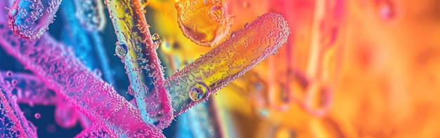 Bacterias y gérmenes de primer plano vista microscópica Bandera