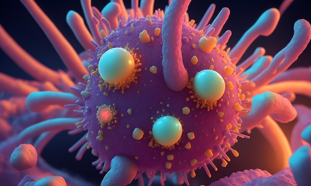 Bactérias microrganismo vírus covid 3d vírus bactérias fundo médico
