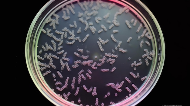 Foto bacterias en una placa de petri