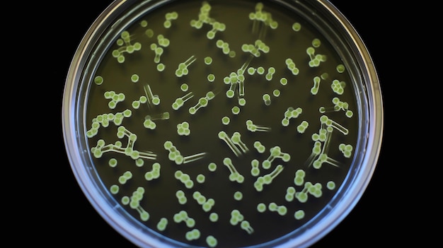 Foto bacterias en una placa de petri