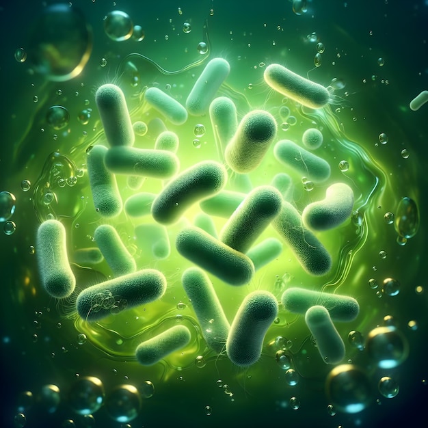 Foto bacterias del sistema gastrointestinal flotando en el agua