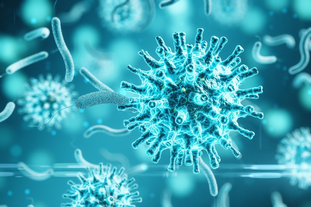 Bacterias del virus del germen azul 2019nCov