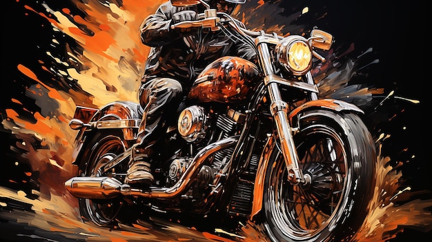 Badass Skeleton fährt Harley Davidson Motorrad generative ai