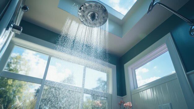 Badezimmer-Dusche-Foto-Weitwinkelobjektiv, weißes Licht