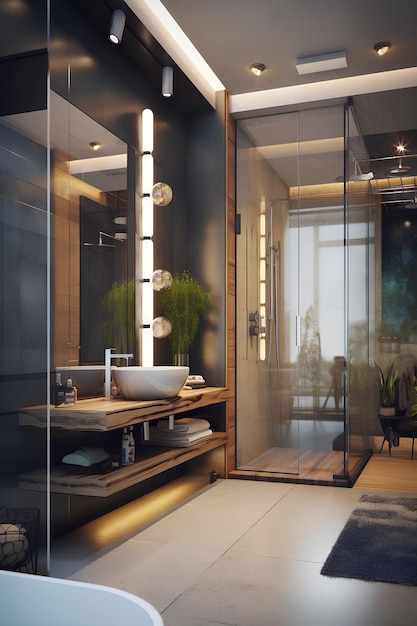 Badezimmer im Loft-Stil in einem Luxushaus