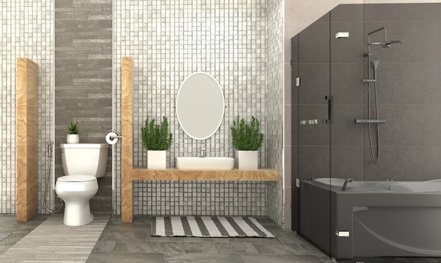 Badezimmer Innenraum. 3D-Rendering