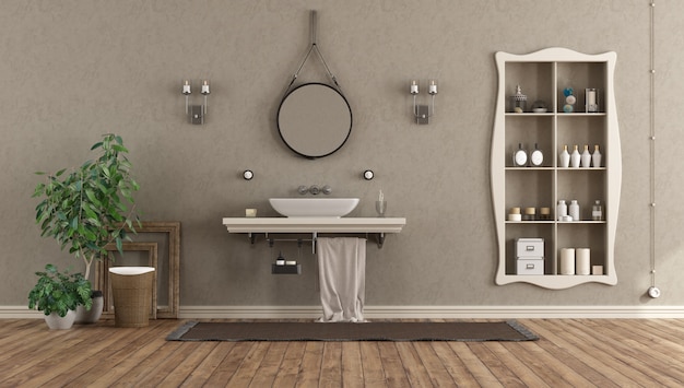 Badezimmer mit Waschbecken im Regal im klassischen Stil