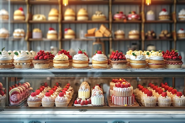 Foto bäckereistand mit süßen desserts