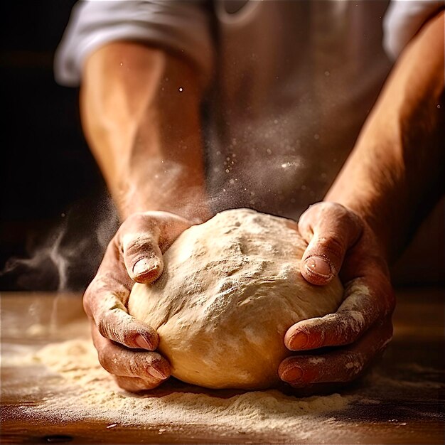 Foto bäckerhände in mehl