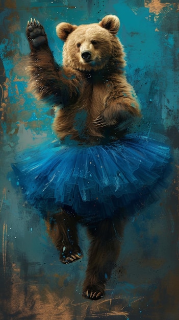 Bär in einem blauen Tutu tanzt