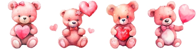 Bär mit einem Herz Aquarell-Illustration auf weißem Hintergrund Konzept Valentinstag