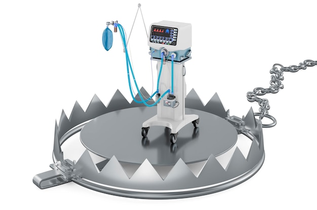 Bärenfalle mit medizinischem Beatmungsgerät ICU 3D-Rendering