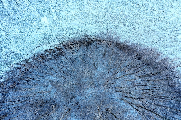 bäume frost drohne, abstrakte ansicht hintergrund dezember landschaft im freien bäume schnee