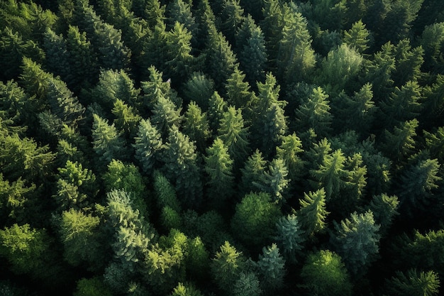Bäume im Wald von oben Generative KI