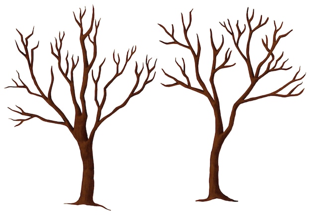 Bäume im Winter Png-Aufkleber-Illustrationssammlung