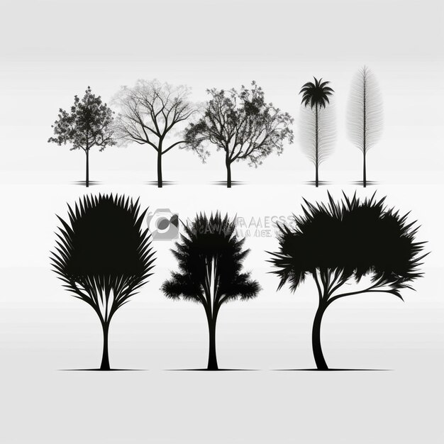 Foto bäume und waldsilhouetten setzen vektor