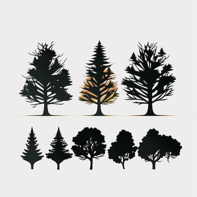 Bäume und Waldsilhouetten setzen Vektor