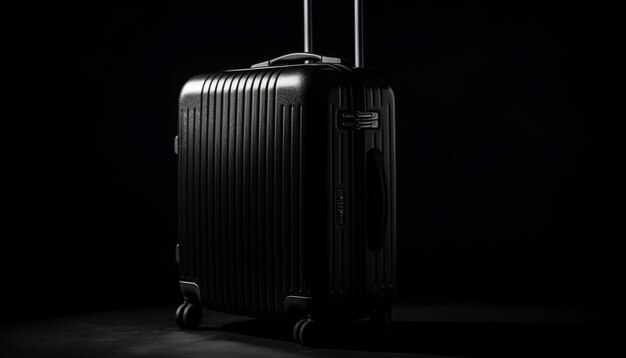 Foto bagagem preta moderna com rodas para viagens de negócios de luxo e aventura gerada por ia