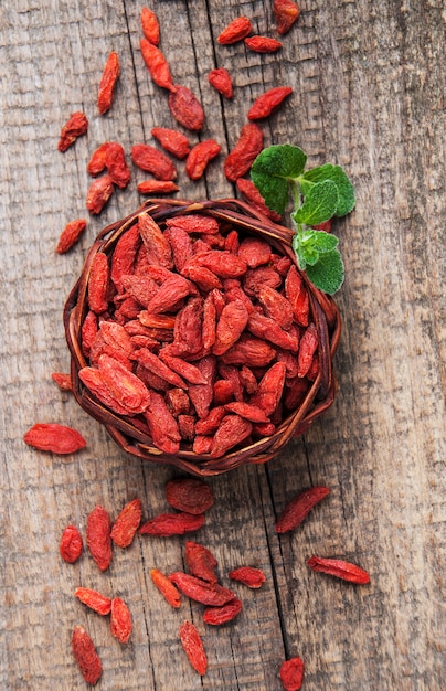 Bagas de goji vermelho seco