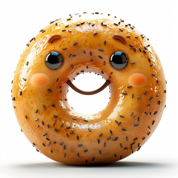 Foto un bagel con una cara en él que tiene una cara sonriente en él