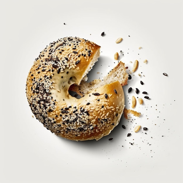 Un bagel con semillas y semillas en él.