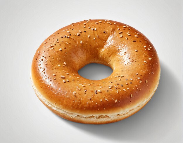 un bagel con sésamo en él