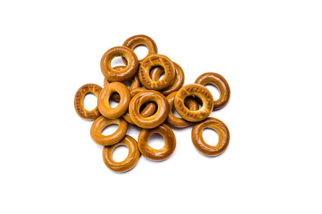 Bagels de confitería sobre un fondo blanco