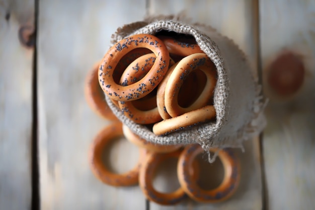 Bagels in einer Tüte trocknen