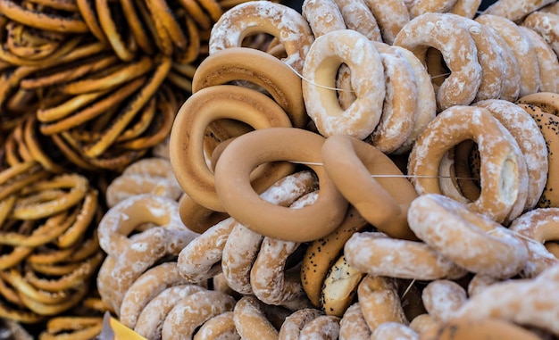 Foto bagels panadería merienda ucraniana de cerca