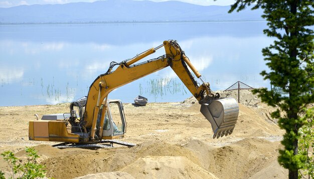 Bagger auf einem Strand