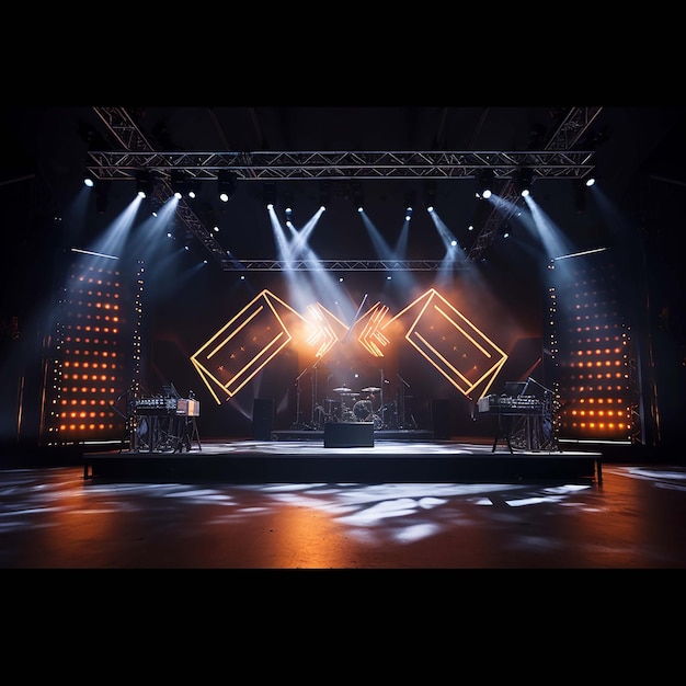 Baground-Konzertbühne mit Leinwand und Scheinwerfern