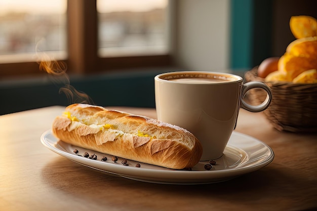 Baguete e café de manhã