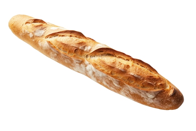 Baguete francesa de pão de forma isolada em plano de fundo transparente vista de cima Generative AI