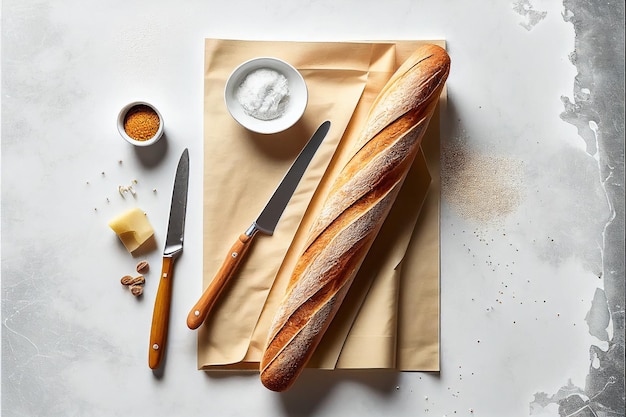 Baguette auf weißem Hintergrund