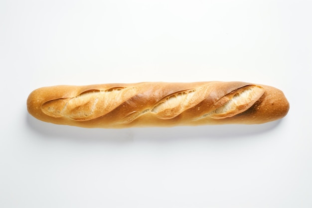 Una baguette con un fondo blanco.